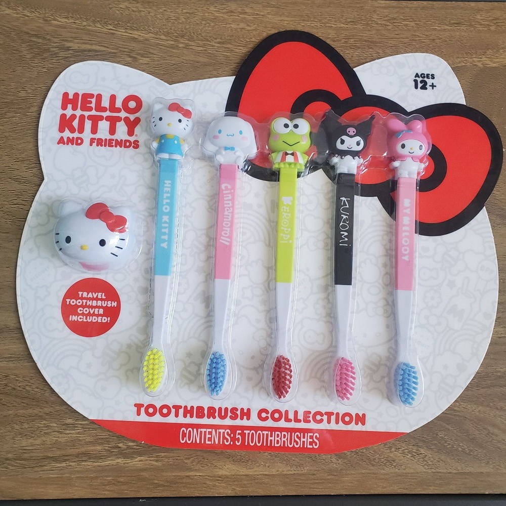 Hello Kitty and Friends Toothbrush Collection + Travel Cover 5 Count‎ Soft Kids